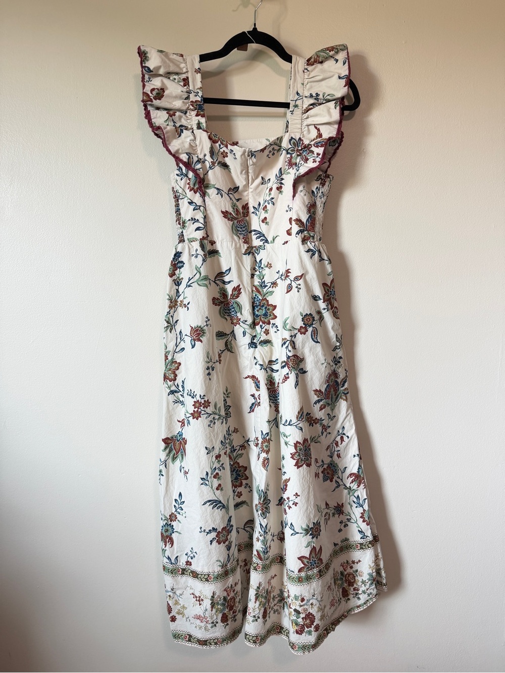 Tuckernuck Nora Dress terracotta chintz floral print ruffle sleeve midi sz M - Picture 4 of 9